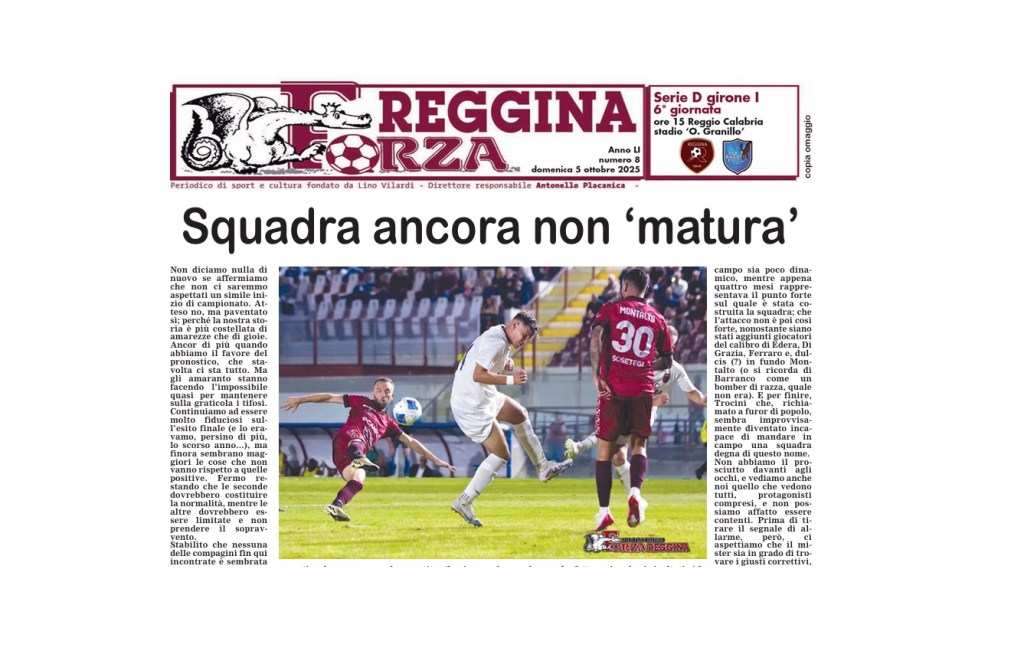 Forza Reggina, disponibile l’edizione contro il Ragusa: ‘Squadra ancora non ‘matura”