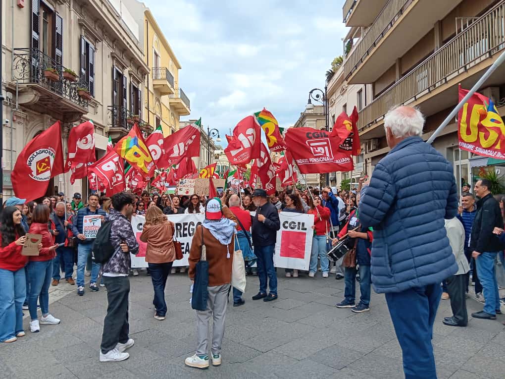 manifestazione gaza rc cgil usb