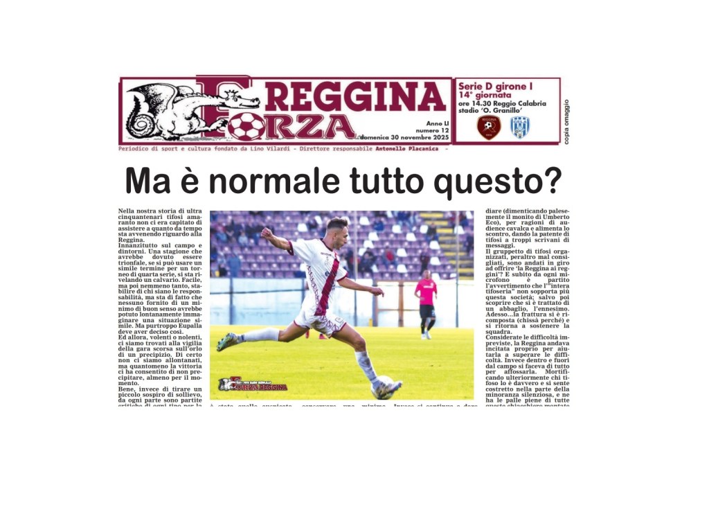 Forza Reggina, disponibile l’edizione contro il Gela: ‘Ma è normale tutto questo?’