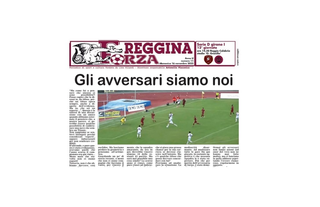 Forza Reggina, disponibile l’edizione contro l’A. Palermo: ‘Gli avversari siamo noi’