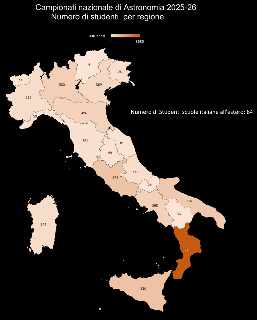 campionati di astronomia numero studenti per regione