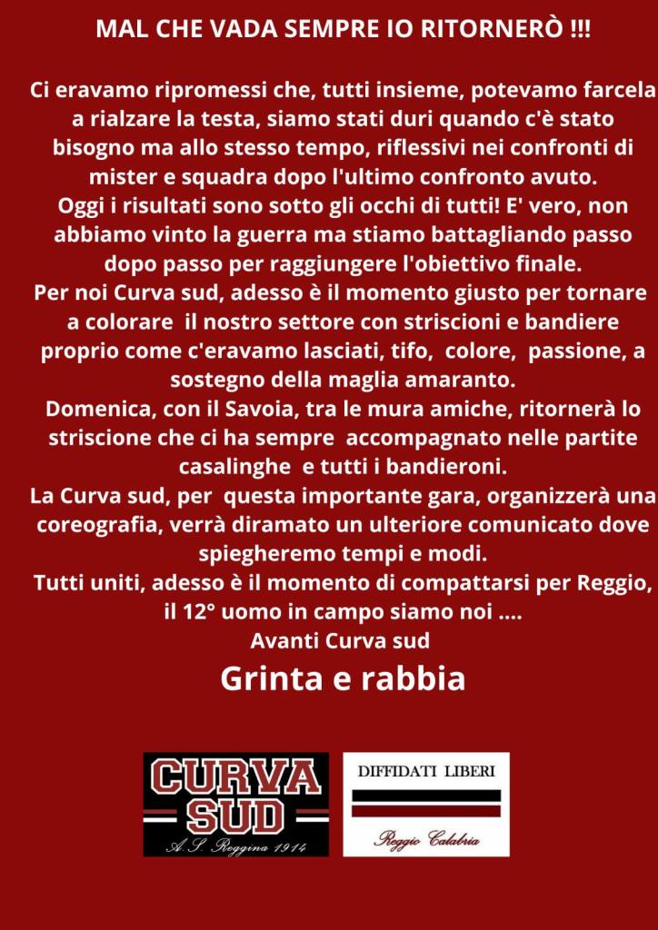 Manifesto Tifosi Reggina