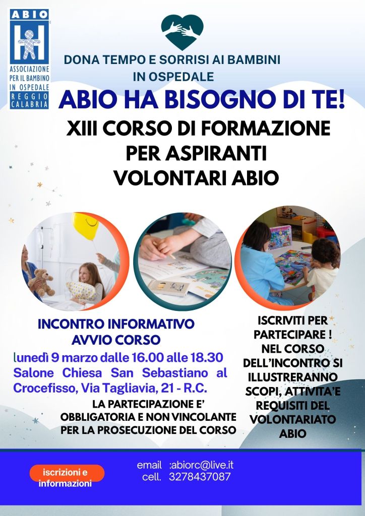 LOCANDINA CORSO DI FORMAZIONE PER ASPIRANTI VOLONTARI ABIO
