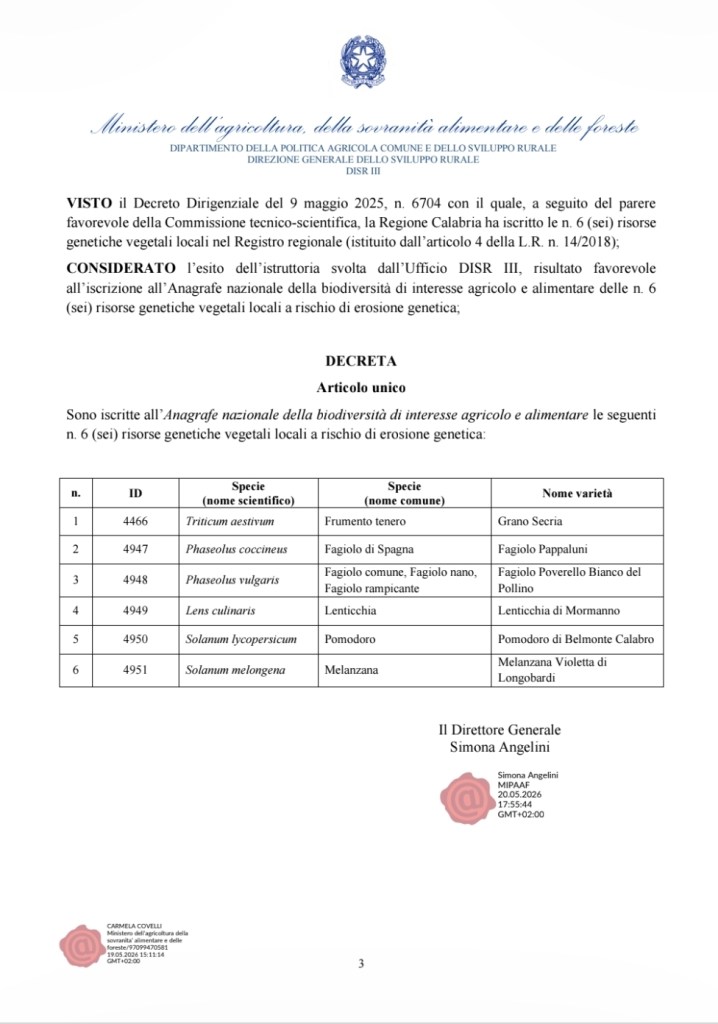 grano secrìa documento ministero