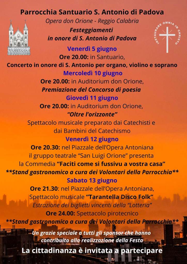 locandina festa sant'antonio da padova rc
