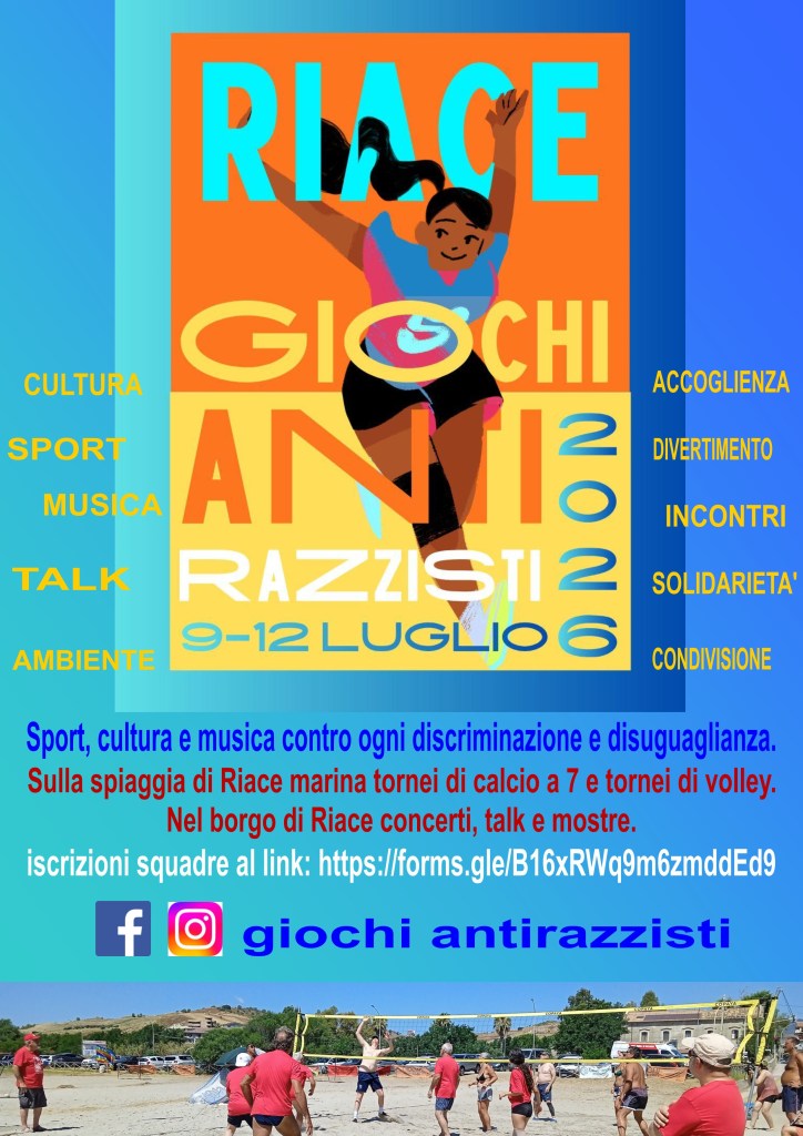 locandina giochi antirazzisti riace luglio