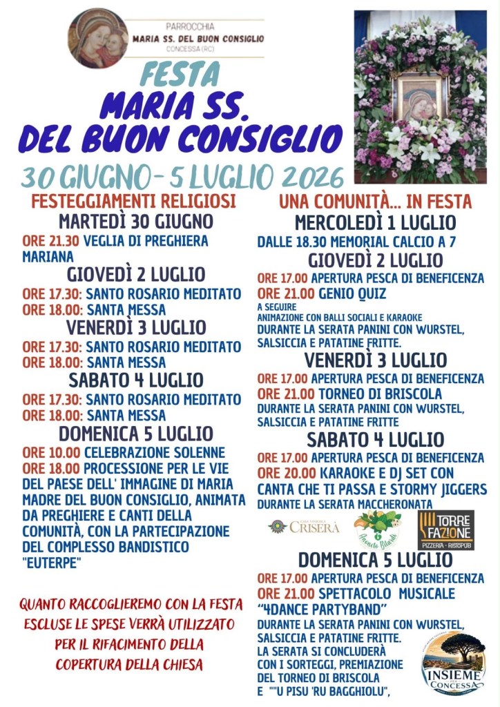 programma Festa Madonna Buon Consiglio Concessa