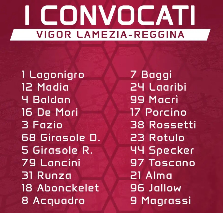 Convocati Lamezia Reggina