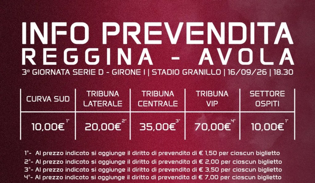 Prevendita Reggina Avola