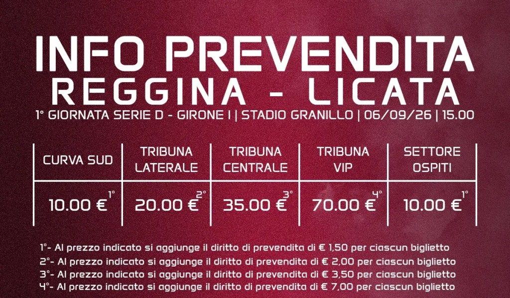 Prezzi Reggina Licata