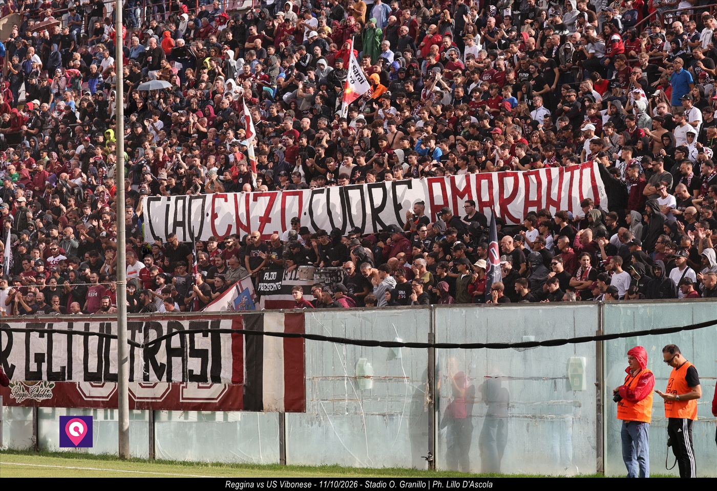 Striscione Enzo Cuore Amaranto Reggina Curva Sud Reggina