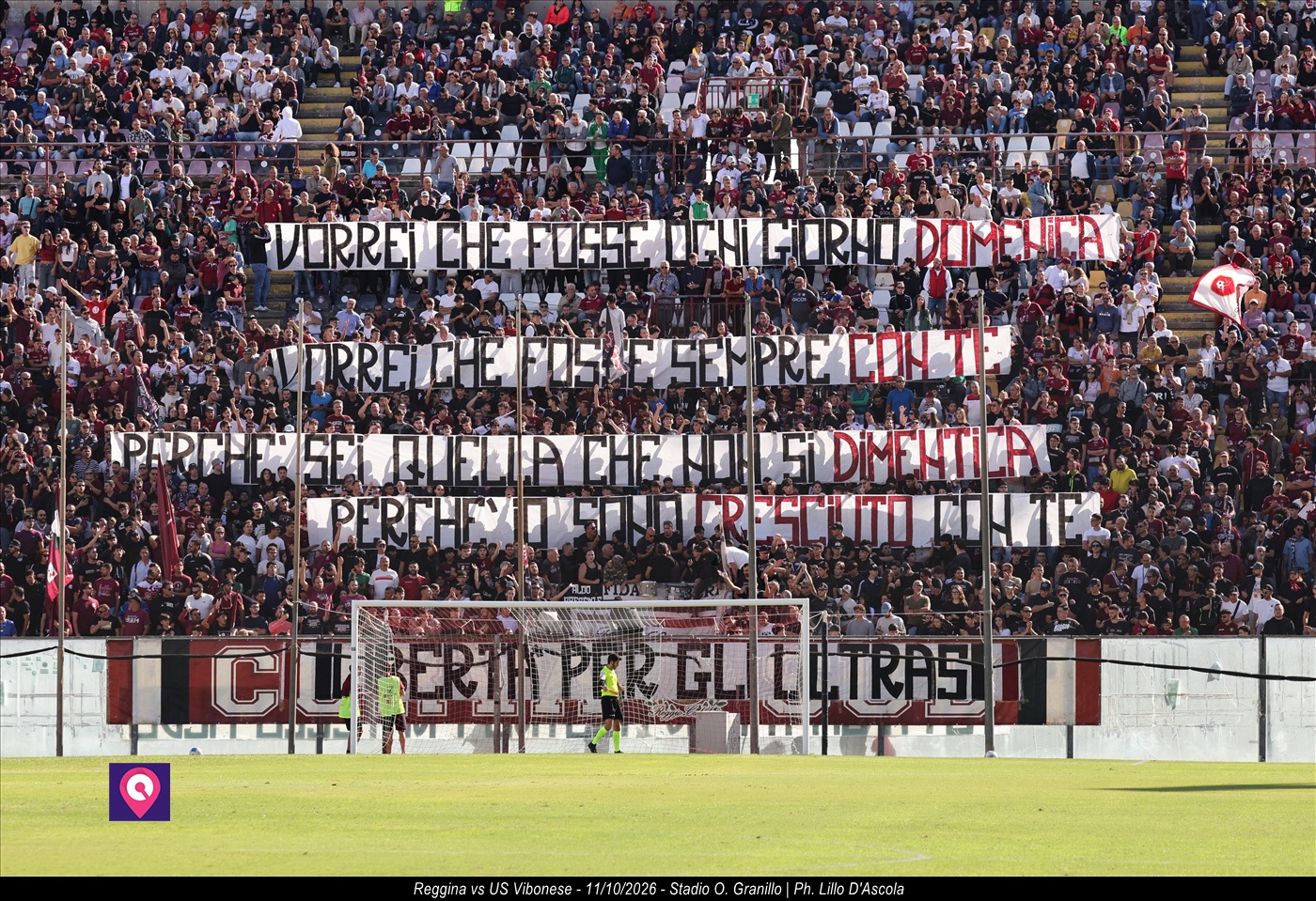 Striscione tifosi ultras Reggina curva sud al Granillo