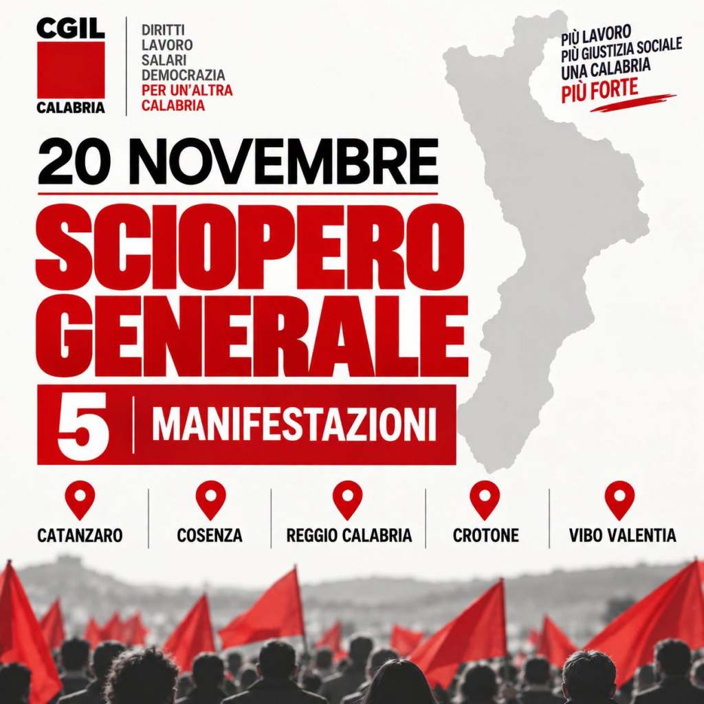 locandina sciopero cgil calabria