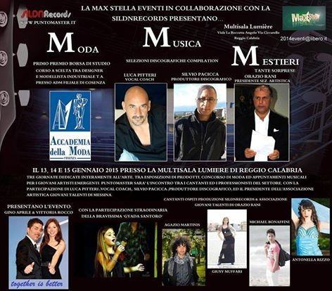 La rassegna M.M.M. a Reggio Calabria: Moda Musica e Mestieri dal 13 al 15 Gennaio 2015.