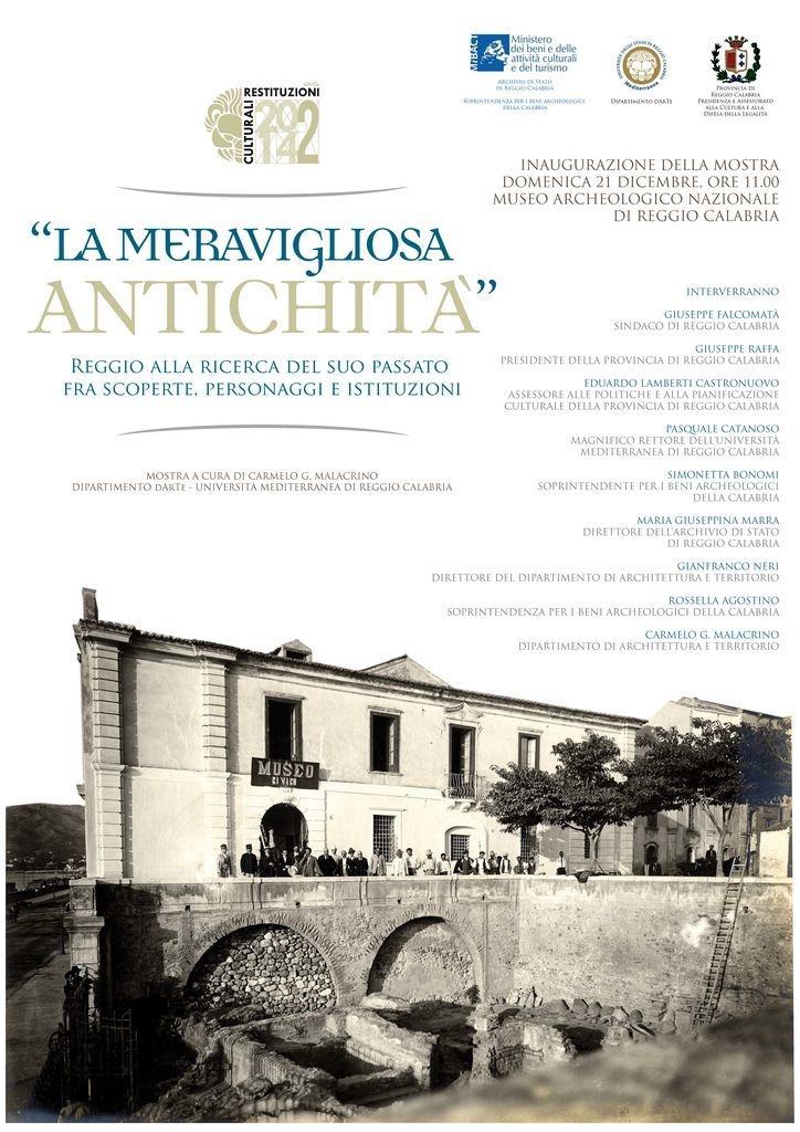 La meravigliosa antichità”: mostra a cura di Carmelo G. Malacrino.